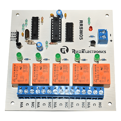 Tarjeta decodificadora / 5 zonas / Relevadores 500W / Control DTMF / Alimentación 10-15V DC