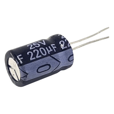  Capacitor Electrolítico Radial de Aluminio, 220 µFd, 25 Vcc, 105 °C, 8 x 11 mm.
