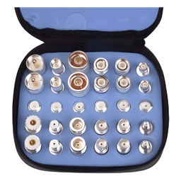 Kit Universal de Adaptadores UNIDAPT de 30 piezas en Bronze Blanco con estuche, esponja y ziper.