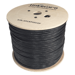 Bobina de Cable Siamés Cat5e CCA + 2 Cables Gruesos (16 AWG) para Alimentar Cámaras Más Lejos / 305 Metros (1000 Pies) / Instalación en Exterior / Uso Industrial para Climas Extremos