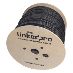 Bobina de Cable Siamés Cat5e CCA + 2 Cables Gruesos (16 AWG) para Alimentar Cámaras Más Lejos / 305 Metros (1000 Pies) / Instalación en Exterior / Uso Industrial para Climas Extremos