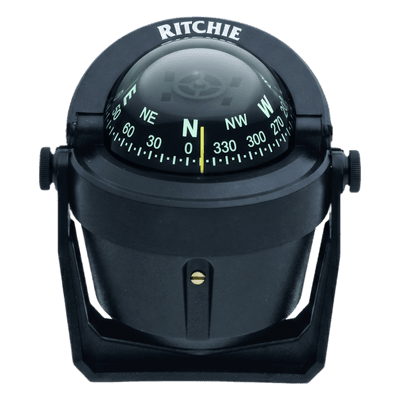 Brújula de Navegación Marítima Serie Explorer / Montaje en Bracket / Color Negro / 2 3/4" (70 mm) Direct Reading Dial / Iluminación Nocturna Verde Interna / Compensadores Integrados / Movimiento de Agujas con Rubí Z