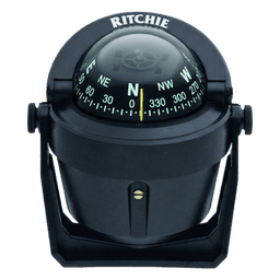 Brújula de Navegación Marítima Serie Explorer / Montaje en Bracket / Color Negro / 2 3/4" (70 mm) Direct Reading Dial / Iluminación Nocturna Verde Interna / Compensadores Integrados / Movimiento de Agujas con Rubí Z