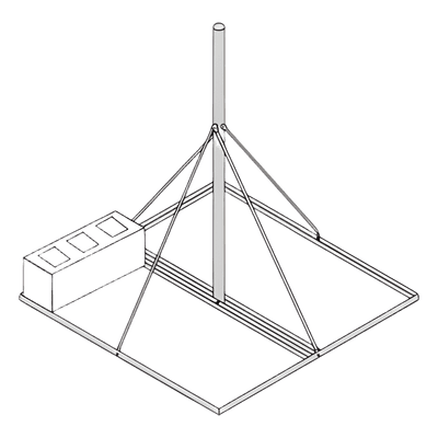 Montaje No penetrante de Techo con Mástil pregalvanizado de 1.25" diam. 1.5 m altura.