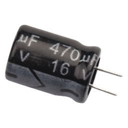 Capacitor Electrolítico de Aluminio / 470 μF / 16 Vcc / 105 °C / Radial 8.0 x 11 mm / Corriente de Rizado 305 mA RMS