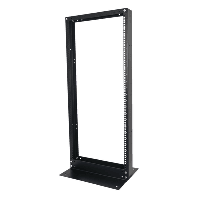 Rack de 2 Postes, Estándar 19", 24 Unidades, Fabricado en Acero, Base "L" para Anclar a Piso.