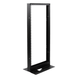 Rack de 2 Postes, Estándar 19", 24 Unidades, Fabricado en Acero, Base "L" para Anclar a Piso.