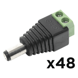 Kit de Conectores Macho / Alimentación 12 Vcc / Jack 3.5 mm Polarizado / 48 Piezas / 0.18 ft Largo