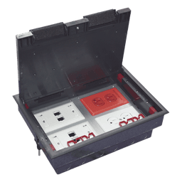 Caja de Piso / 4 Módulos Universales / ABS y Acero Galvanizado / 1.957 kg / 6.42 lb / Negro