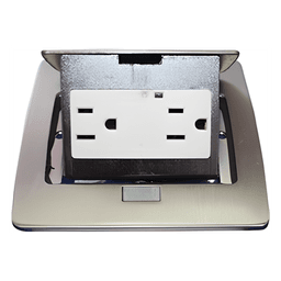 Mini Caja de Piso Rectangular / Acero Inoxidable / 2 Contactos 127V / 15A / 12.4 x 12 x 7.2 cm / 4.88 x 4.72 x 2.83 pulg