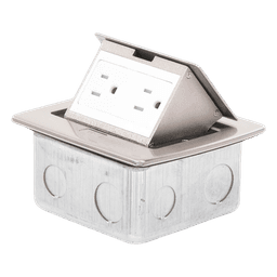 Mini Caja de Piso Rectangular / Acero Inoxidable / 2 Contactos 127V / 15A / 12.4 x 12 x 7.2 cm / 4.88 x 4.72 x 2.83 pulg