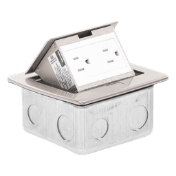 Mini Caja de Piso Rectangular / Acero Inoxidable / 2 Contactos 127V / 15A / 12.4 x 12 x 7.2 cm / 4.88 x 4.72 x 2.83 pulg