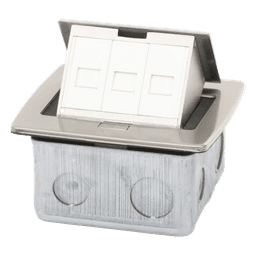 Mini Caja de Piso Rectangular / 12.4 x 12 x 7.2 cm / Acero Inoxidable 304 / 3 Puertos Keystone / 0.828 kg