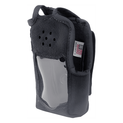 Funda Protectora de Nylon / Lazo Ajustable para Cinto / Capuchón con Broches / Visor Frontal Transparente / Compatible con Radios Icom IC-F50/F60 Series
