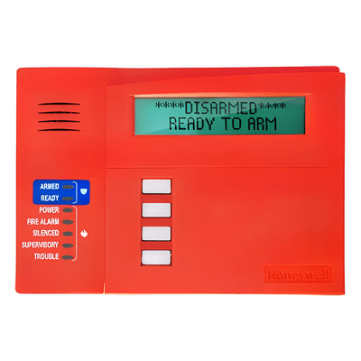 Teclado Alfanumérico LCD 2 Líneas / Gabinete Rojo / LEDs de Incendio, Supervisión y Falla / Compatible VISTA-32FB, 128FBP, 250FBP