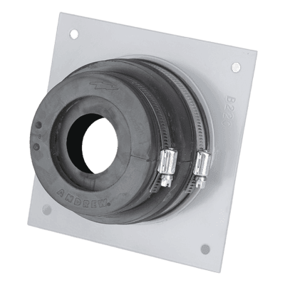 Placa Pasamuro / Aluminio 5.5x5.5 in / IP66 / Coaxial 1-1/4 in / Puerto 4 in