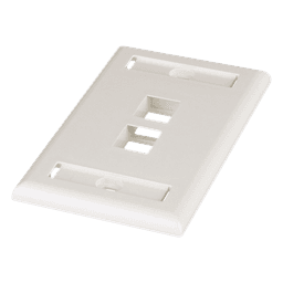 Placa de Pared Vertical, Salida Para 2 Puertos Keystone, Con Espacios Para Etiquetas, Color Blanco Mate