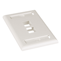 Placa de Pared Vertical, Salida Para 2 Puertos Keystone, Con Espacios Para Etiquetas, Color Blanco Mate