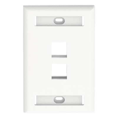 Placa de Pared Vertical, Salida Para 2 Puertos Keystone, Con Espacios Para Etiquetas, Color Blanco