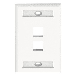 Placa de Pared Vertical, Salida Para 2 Puertos Keystone, Con Espacios Para Etiquetas, Color Blanco