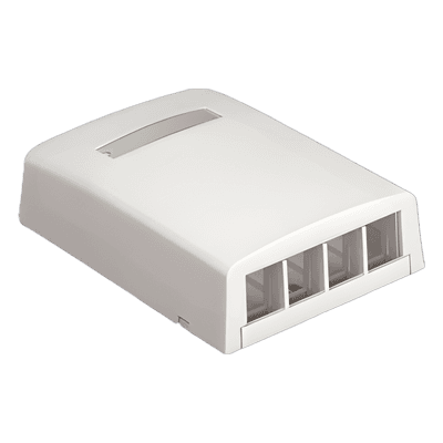 Caja de Montaje en Superficie, Para 4 Módulos Keystone, Color Blanco Mate