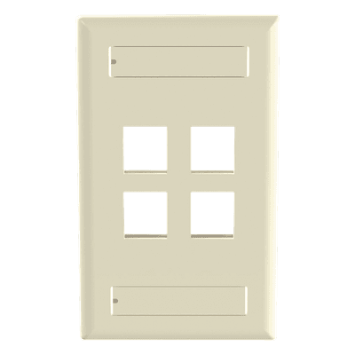Placa de Pared Vertical, Salida Para 4 Puertos Keystone, Con Espacios Para Etiquetas, Color Marfil