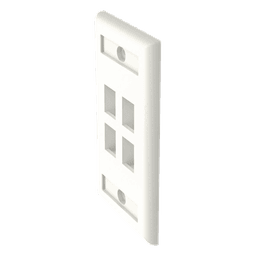 Placa de Pared Vertical, Salida Para 4 Puertos Keystone, Con Espacios Para Etiquetas, Color Blanco Mate