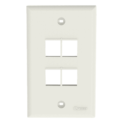 Placa de Pared Vertical, Salida Para 4 Puertos Keystone, Color Blanco Mate