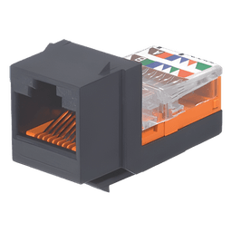 Conector Jack Estilo Leadframe, Tipo Keystone, Categoría 5e, de 8 Posiciones y 8 Cables, Color Negro