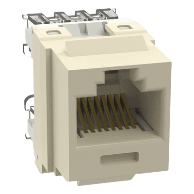 Conector Jack Estilo 110 (de Impacto), Tipo Keystone, Categoría 6, de 8 Posiciones y 8 Cables, Color Marfil