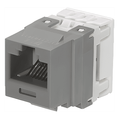 Conector Jack Estilo 110 (de Impacto), Tipo Keystone, Categoría 6, de 8 Posiciones y 8 Cables, Color Gris