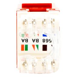 Conector Jack Estilo 110 (de Impacto), Tipo Keystone, Categoría 6, de 8 Posiciones y 8 Cables, Color Rojo