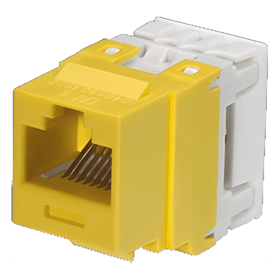 Conector Jack Estilo 110 (de Impacto), Tipo Keystone, Categoría 6, de 8 Posiciones y 8 Cables, Color Amarillo