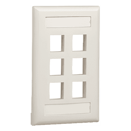 Placa de Pared Vertical, Salida Para 6 Puertos Keystone, Con Espacios Para Etiquetas, Color Blanco