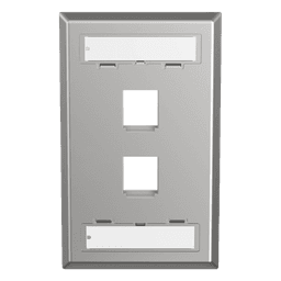 Placa de Pared Vertical / 2 Puertos Keystone / Acero Inoxidable / Estilo Plano / Con Etiquetas