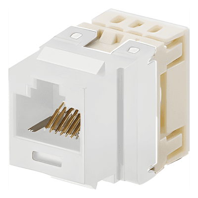 Conector Jack Estilo 110 (de Impacto), Tipo Keystone, Categoría 5e, de 8 Posiciones y 8 Cables, Color Blanco