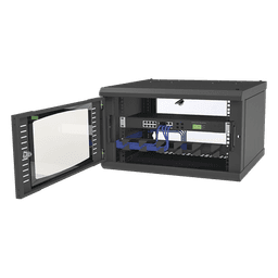 Gabinete para Montaje en Pared, con Puerta de Cristal Templado, Cuerpo Fijo, con 6 Unidades de Rack, de 19in, Fabricado en Acero