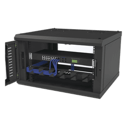 Gabinete para Montaje en Pared, con Puerta de Cristal Templado, Cuerpo Fijo, con 6 Unidades de Rack, de 19in, Fabricado en Acero