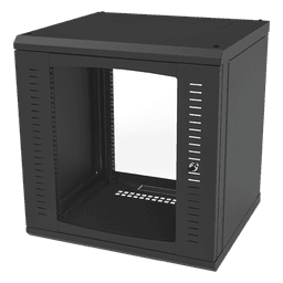 Gabinete de Pared para Rack 19in / 12 Unidades / Carga 100 kg / Puerta Cristal Templado / Postes Ajustables