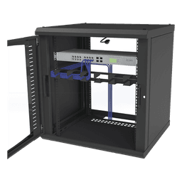 Gabinete de Pared para Rack 19in / 12 Unidades / Carga 100 kg / Puerta Cristal Templado / Postes Ajustables