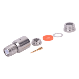Conector TNC Macho de Rosca Izquierda Métrica, Tipo Rosca para RG-8/U, 9913, LMR-400, CNT-400 del Grupo I,  Plata/ Oro/ Teflón.