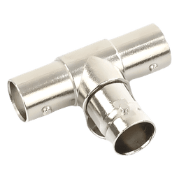 Adaptador Coaxial en T / Triple BNC Hembra / 75 Ohm / Níquel-Oro-PTFE / 14.5 x 23.7 x 33.0 mm