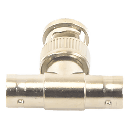 Adaptador Coaxial T / BNC Macho a 2x BNC Hembra / 75 Ohm / Contactos Oro / Aislante Teflón / CCTV Profesional