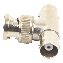 Adaptador Coaxial T / BNC Macho a 2x BNC Hembra / 75 Ohm / Contactos Oro / Aislante Teflón / CCTV Profesional