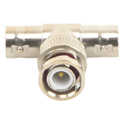 Adaptador Coaxial T / BNC Macho a 2x BNC Hembra / 75 Ohm / Contactos Oro / Aislante Teflón / CCTV Profesional