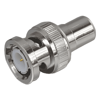 Adaptador en Línea para 75 Ohm, de Conector BNC Macho a RCA Hembra en Aplicaciones de Audio-Video para Cámaras, Monitores y DVR's.