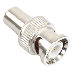Adaptador en Línea para 75 Ohm, de Conector BNC Macho a RCA Hembra en Aplicaciones de Audio-Video para Cámaras, Monitores y DVR's.