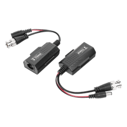 Kit de transceptores activos con conector para alimentación (12V/24Vcc/AC) TurboHD para aplicaciones de video por UTP Cat5e/6 en HD. Distancia de hasta 150 m en 4K 
