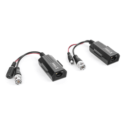 Kit de transceptores activos con conector para alimentación (12V/24Vcc/AC) TurboHD para aplicaciones de video por UTP Cat5e/6 en HD. Distancia de hasta 150 m en 4K 