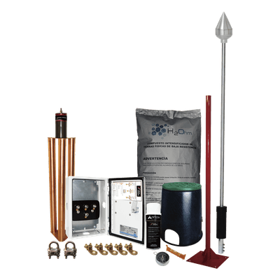 Kit Pararrayo con Punta en Aluminio con Accesorios para Protección de Diámetro de 160 m.